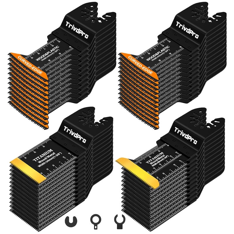 TrivdPro Multitool Blades Multi-Tool Blades Kits - 48pcs Oscillating Tool Blade Oscillating Saw Blades for Metal Wood Plastic Fits Dewalt Milwaukee Ryobi Fein Bosch - Image 1